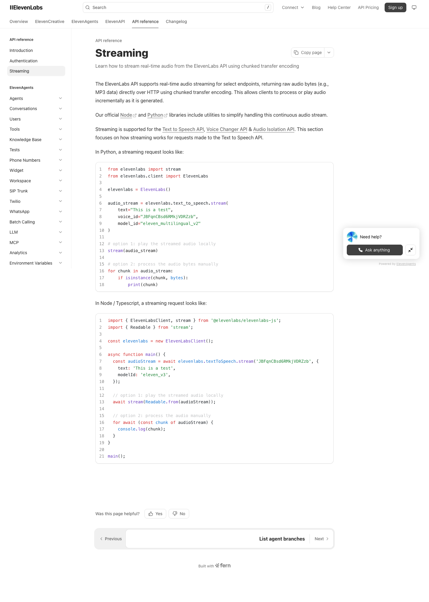 Elevenlabs — Docs - full page scroll