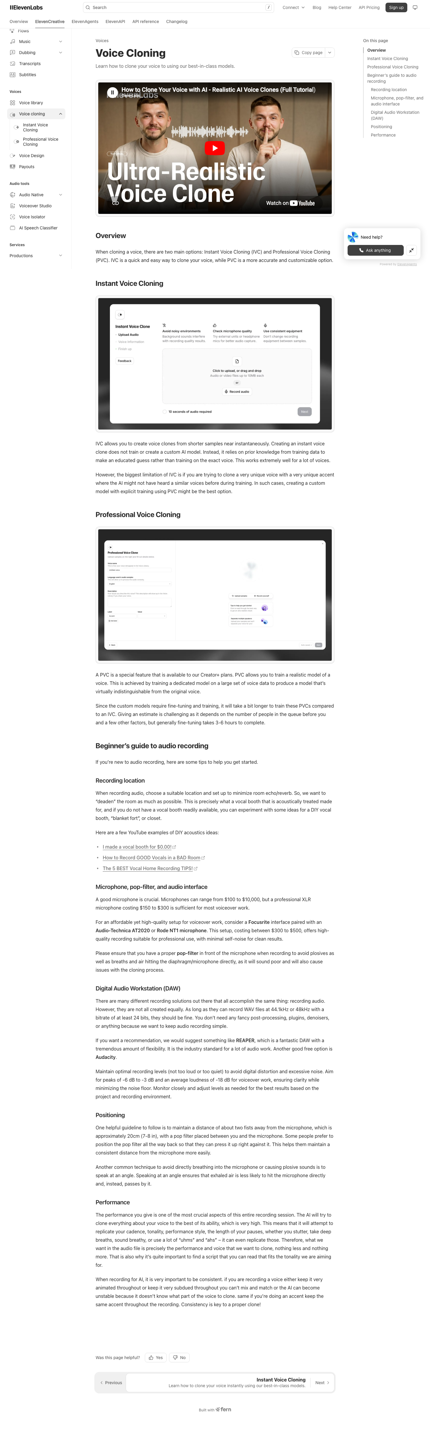 Elevenlabs — Docs - full page scroll