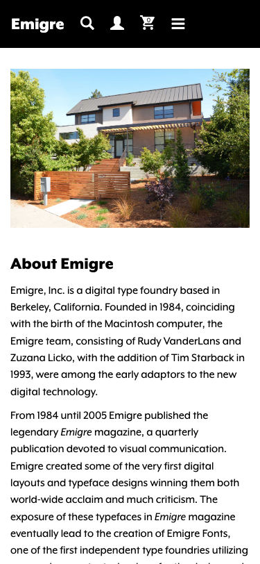 Emigre — About - mobile