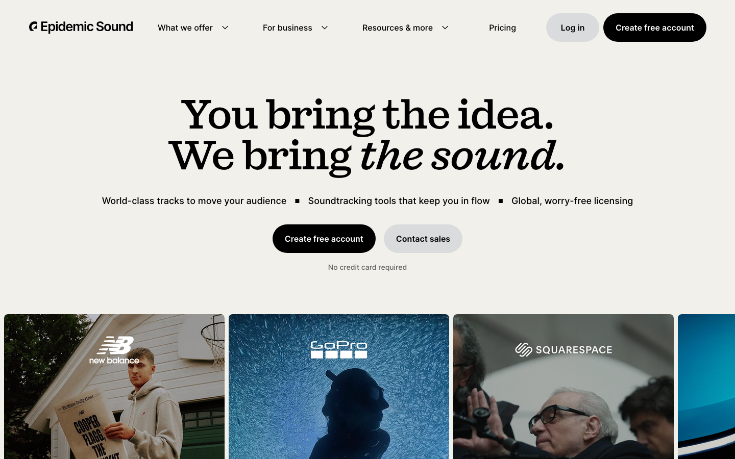 Clean, high-contrast layout featuring bold, centered typography with a mix of weights. The neutral off-white background allows the black text and brand logos to pop with an editorial feel. · minimalist music saas, bold typography hero, neutral background layout, creator platform landing page, swiss style web design