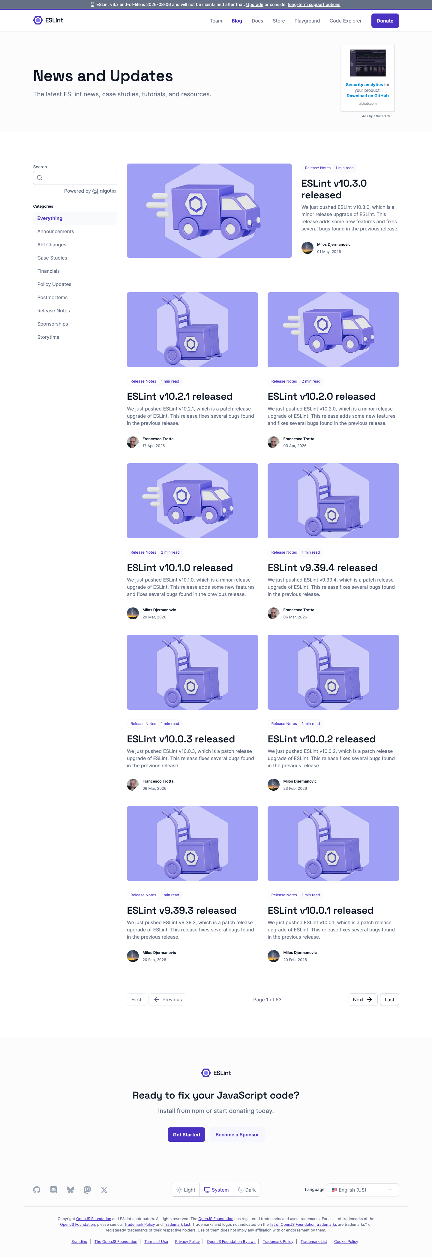 Eslint — Blog - full page scroll