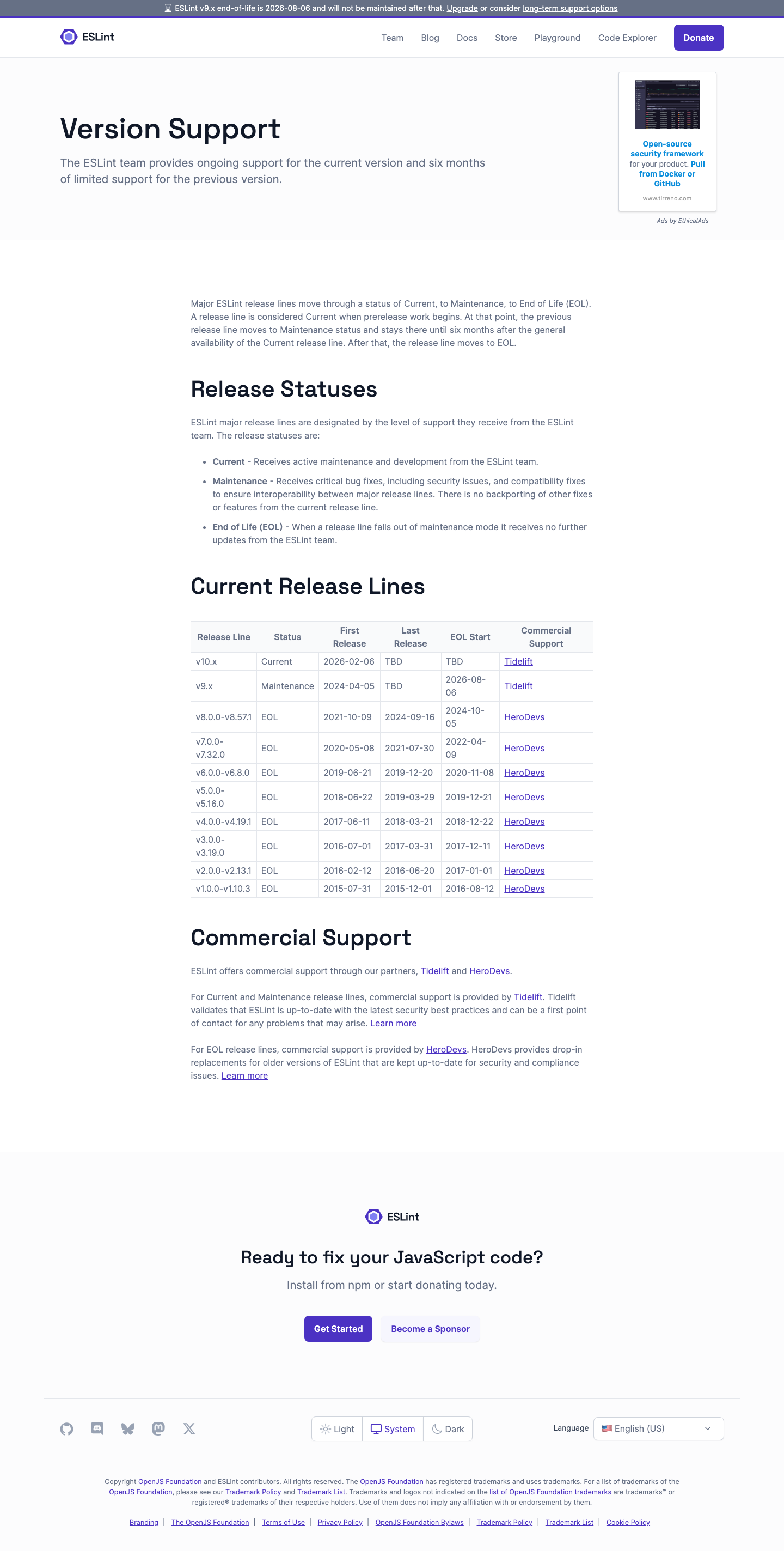 Eslint - full page scroll