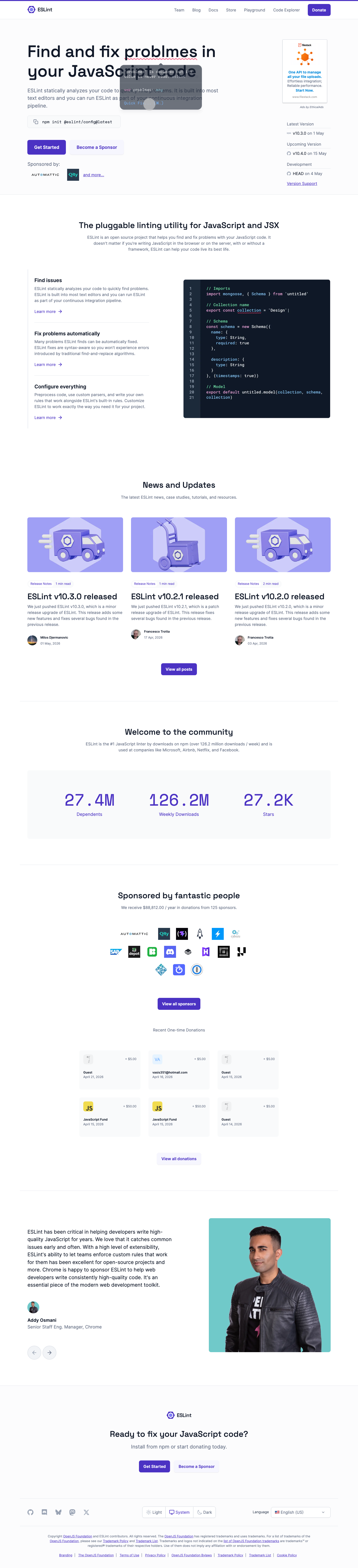 Eslint - full page scroll