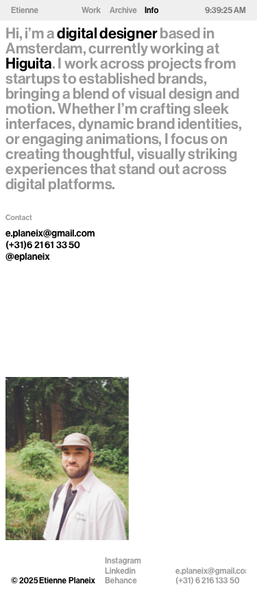 Etienne Studio - mobile full page