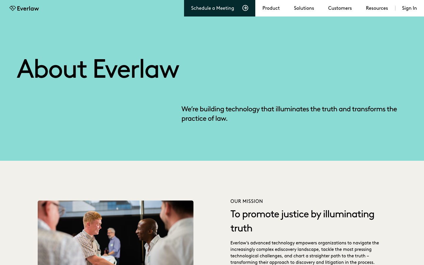 The page uses a clean, spacious layout with ample white space and a restrained color palette. Typography is clean and legible, prioritizing clarity and functionality. The overall mood is professional and trustworthy. · legal tech, ediscovery, litigation software, legal platform, law firm software, investigation software, everlaw, legal technology