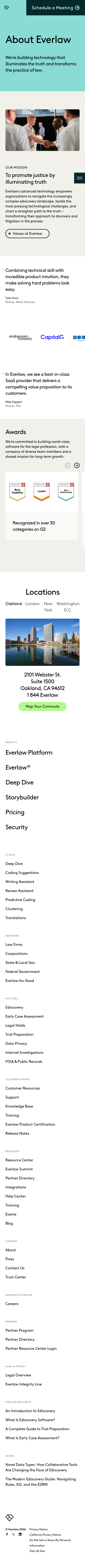 Everlaw — About - mobile full page