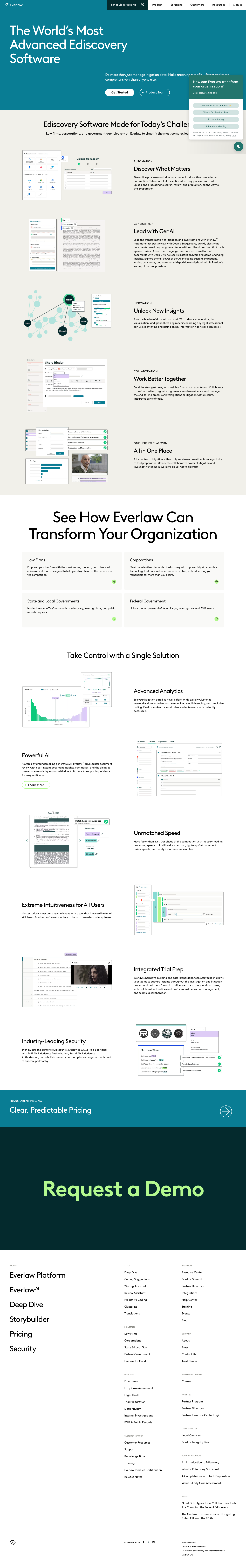 Everlaw — Features - full page scroll
