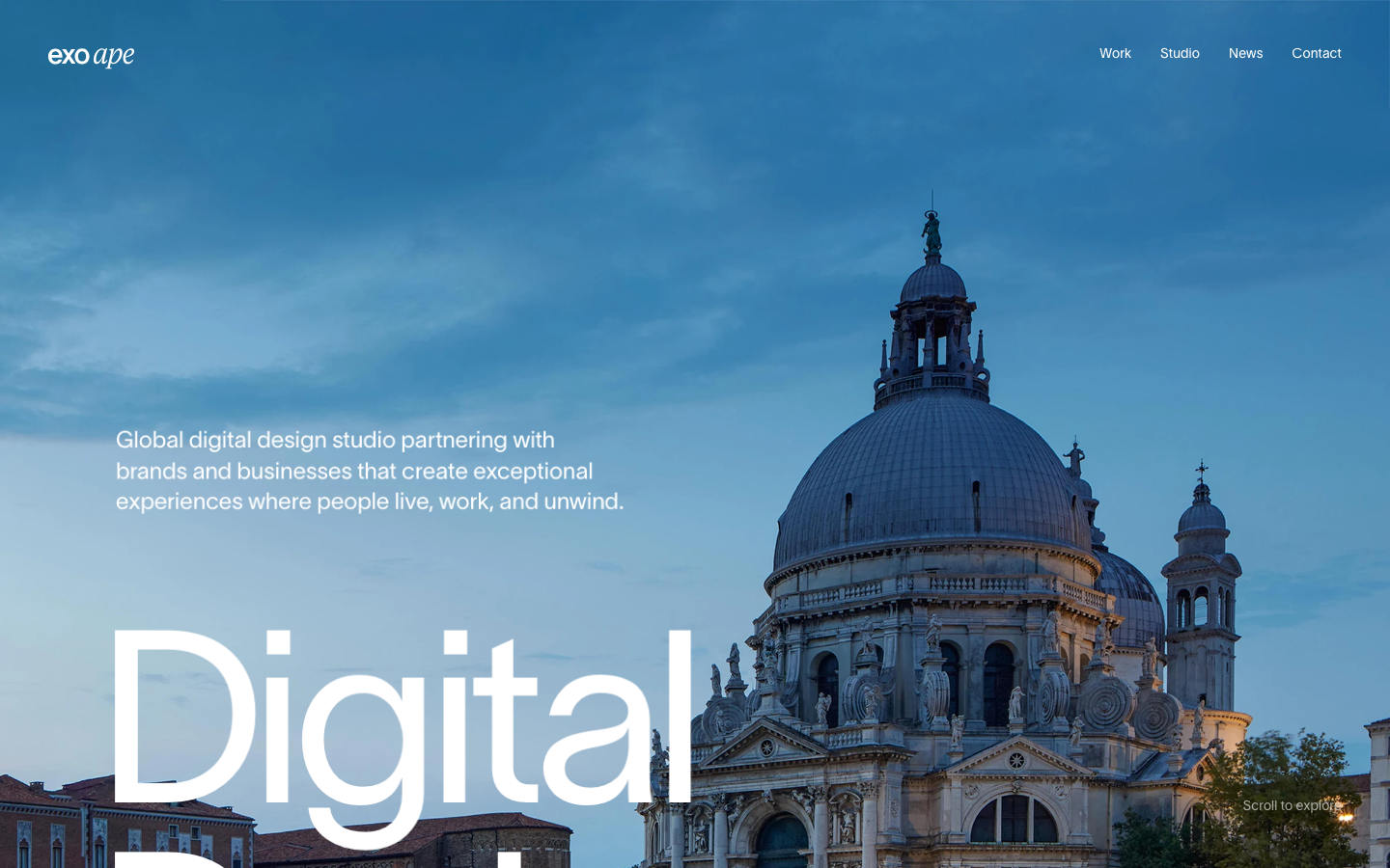 Exo Ape - Global Digital Design Studio - full page scroll