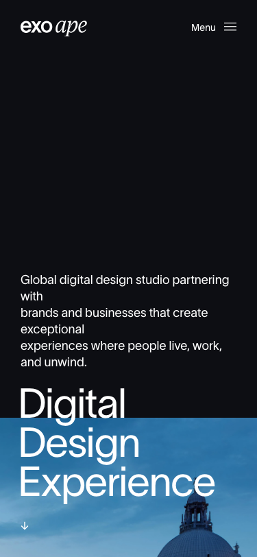 Exo Ape - Global Digital Design Studio - mobile full page