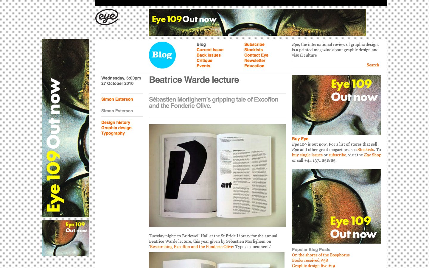 The layout prioritizes a clean, grid-based structure with a clear hierarchy of information. Typography is crisp and legible, with ample white space contributing to a sense of calm professionalism. The overall feel is sophisticated and authoritative, reflecting a focus on thoughtful design and curated content. · design magazine, graphic design, typography, editorial design, layout, magazine website, creative agency, design publication
