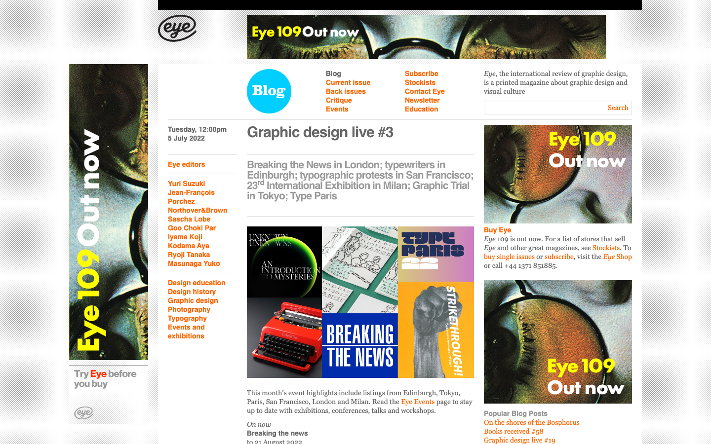 The layout prioritizes a clean, grid-based structure with a clear hierarchy of information. Typography is crisp and legible, with ample white space contributing to a sense of calm professionalism. The overall feel is sophisticated and authoritative, reflecting a focus on thoughtful design and curated content. · design magazine, graphic design, typography, editorial design, layout, magazine website, creative agency, design publication