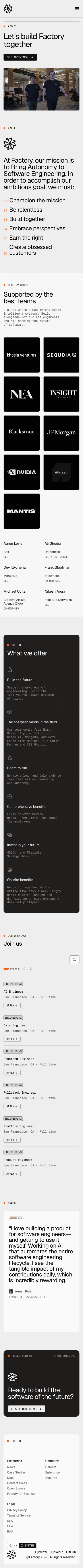 Factory — About - mobile full page