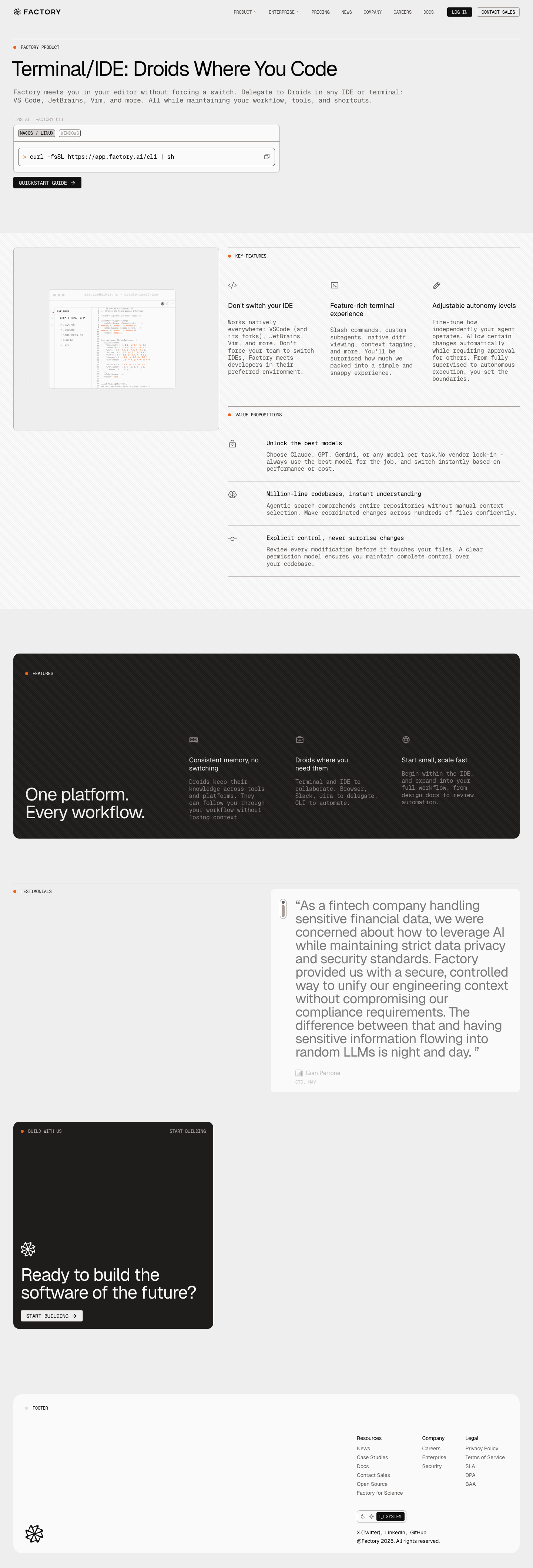 Factory - full page scroll