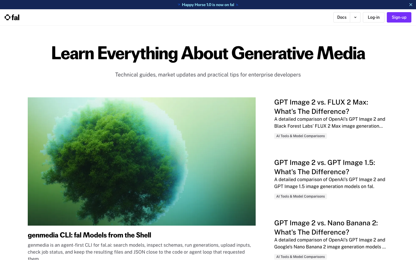 The design prioritizes a bold, generative visual identity with a light, airy color palette. The layout is dominated by a large, stylized graphic and concise text, creating a sense of forward-thinking innovation. · ai platform, generative ai, developer tools, media platform, tech website, minimalist design, colorful hero, software platform, fal ai, creative ai
