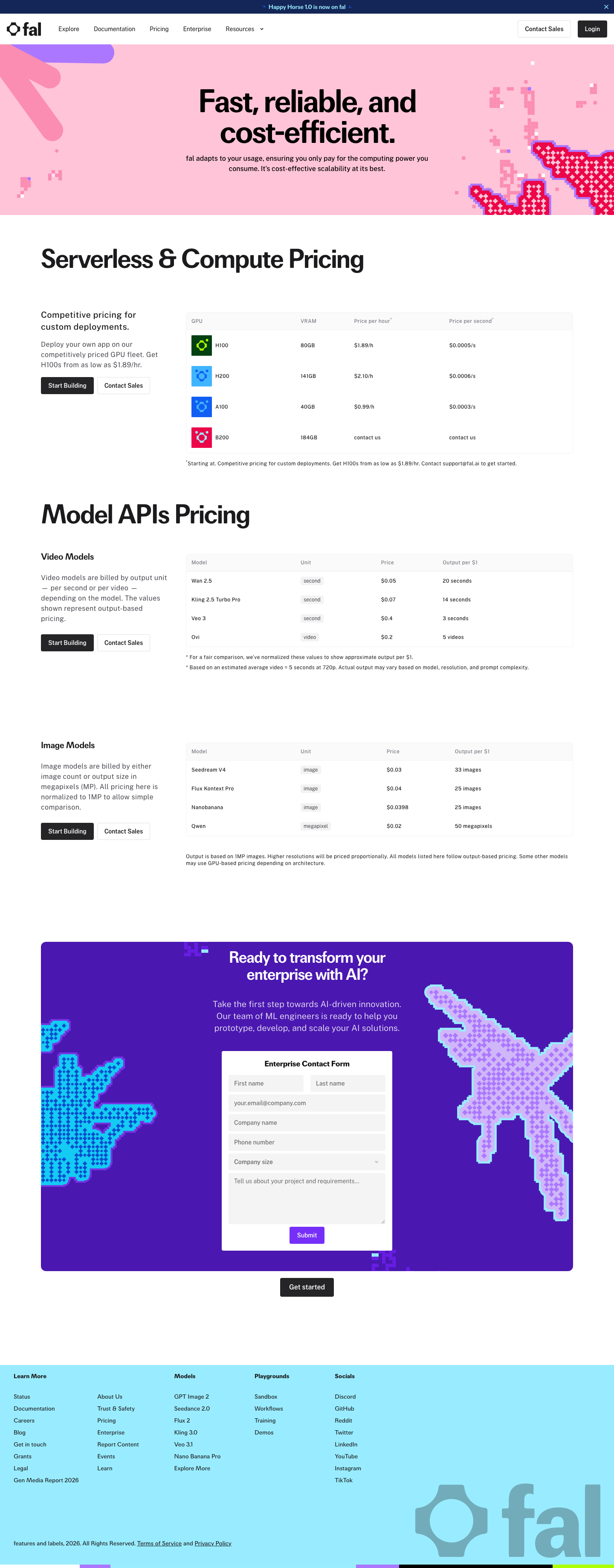 Fal — Pricing - full page scroll