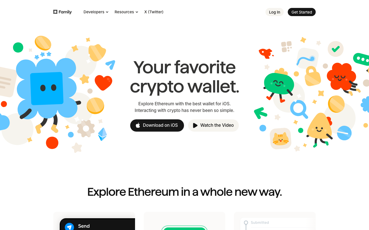 Your favorite crypto wallet. · playful, maximalism, fintech, developer-tools, agency, hero-with-cta, feature-trio, logo-cloud
