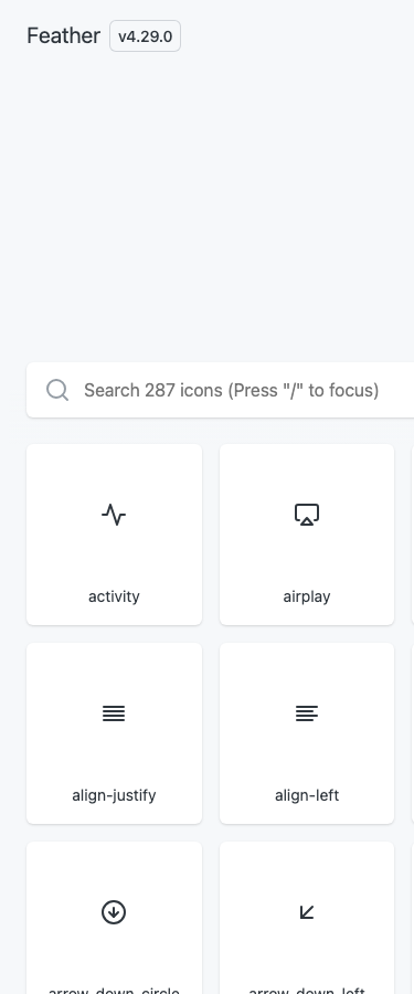 Feathericons - mobile full page