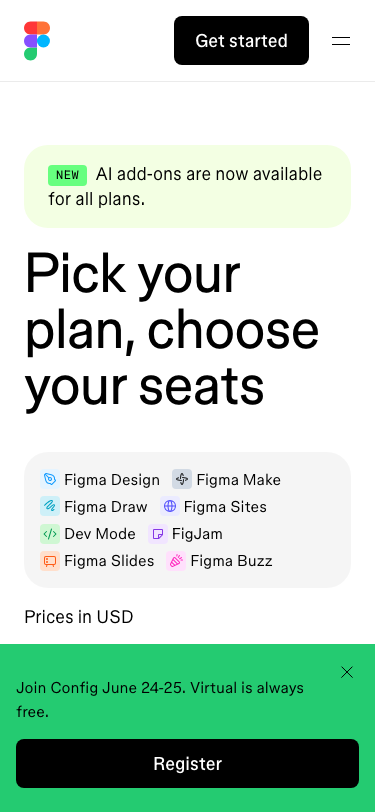 Figma — Pricing - mobile