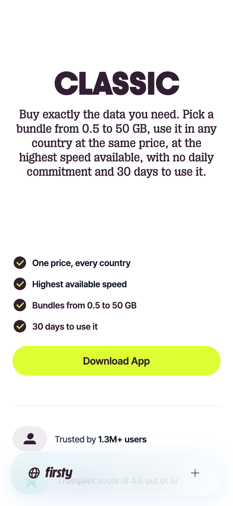 Firsty · Pricing - mobile