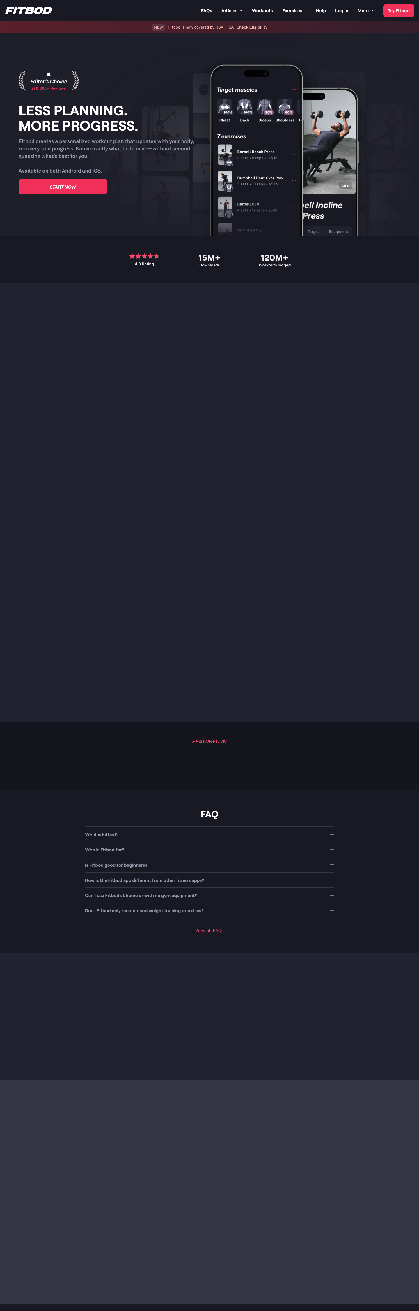 Fitbod Me - full page scroll