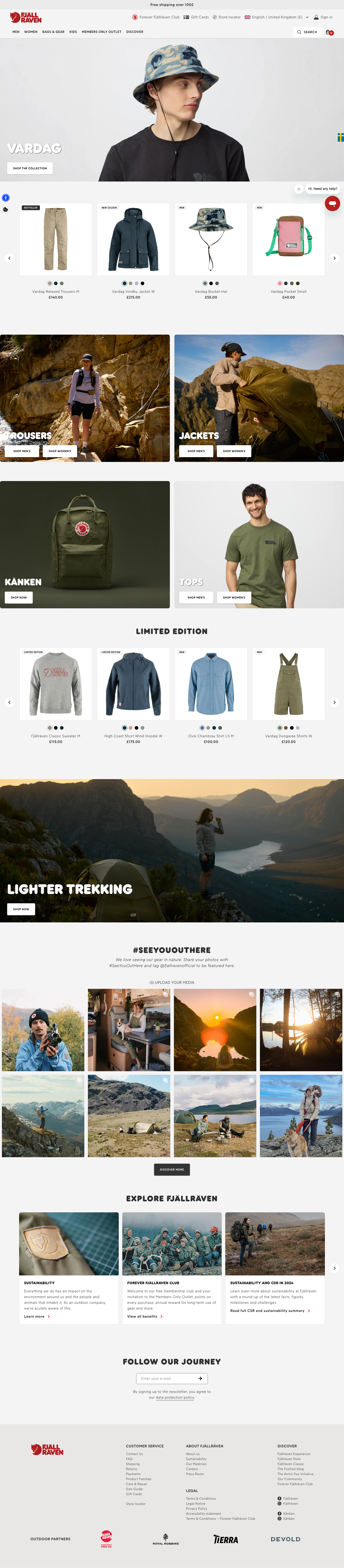 Fjallraven - full page scroll