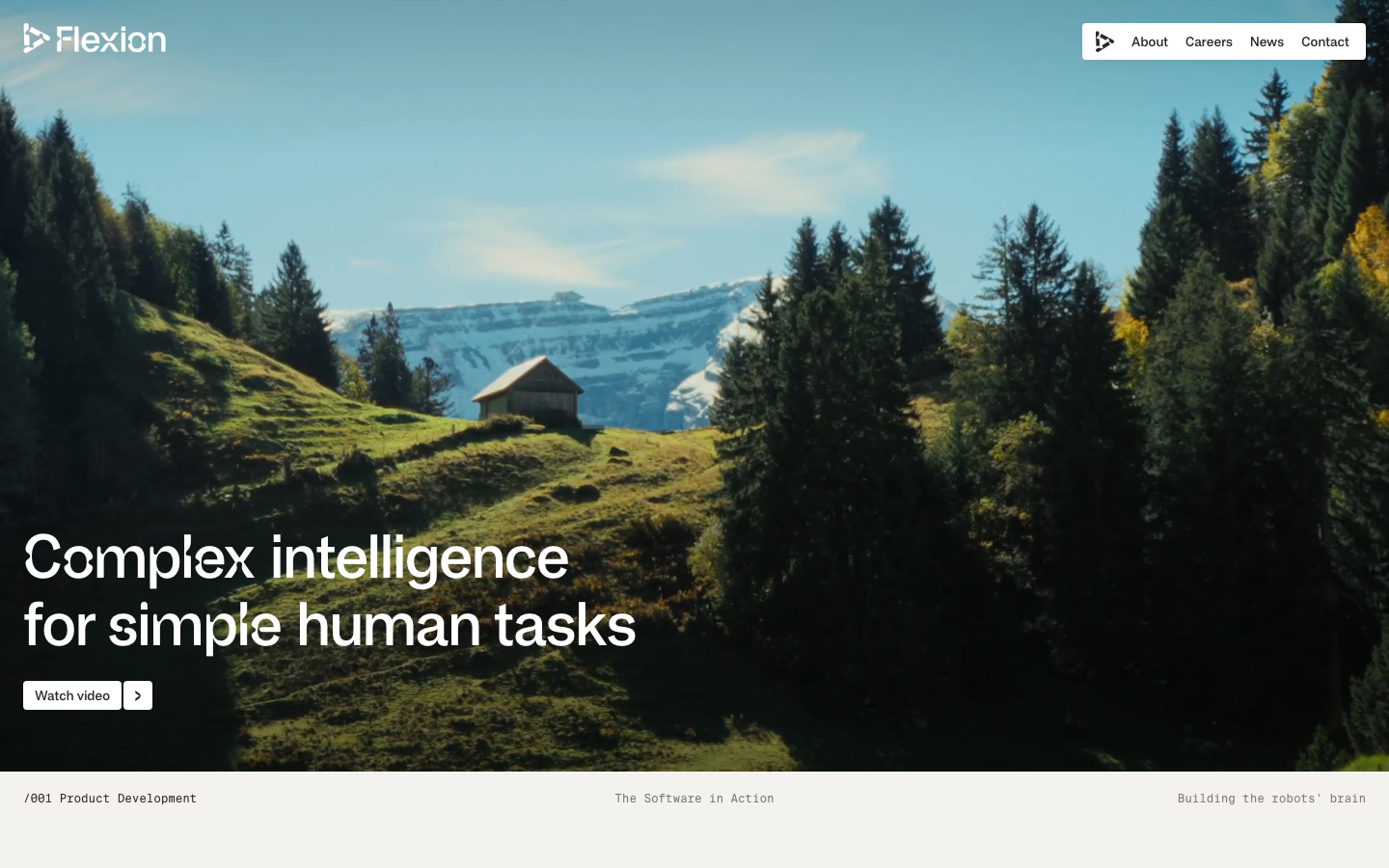 A high-impact full-bleed landscape image paired with clean, white sans-serif typography. The layout prioritizes negative space and a cinematic scale to create a sense of ambition and clarity. · ai landing page, fullbleed hero, cinematic landscape web, minimalist robotics site, clean sans-serif hero