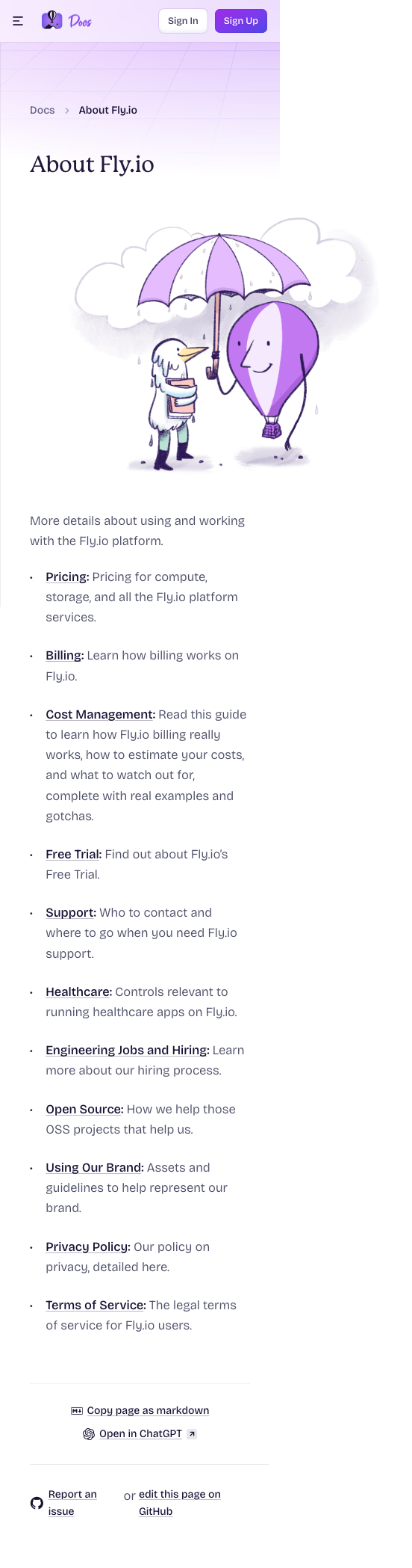 Fly — Docs - mobile full page