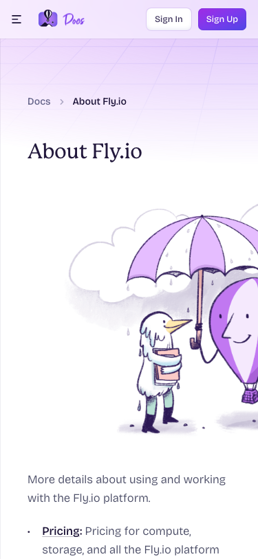 Fly — Docs - mobile