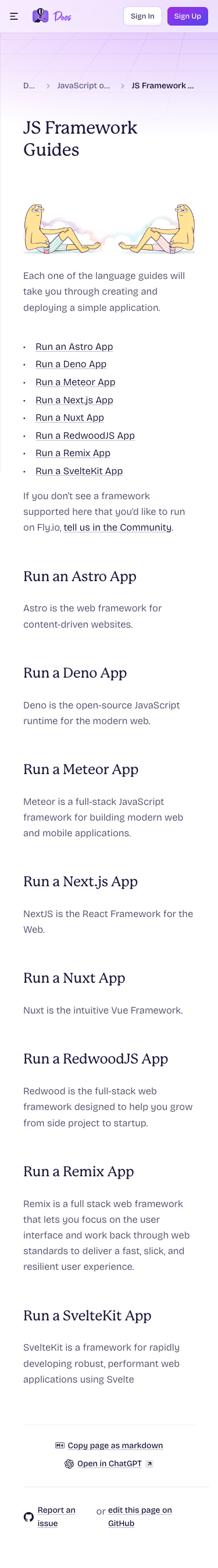 Fly — Docs - mobile full page