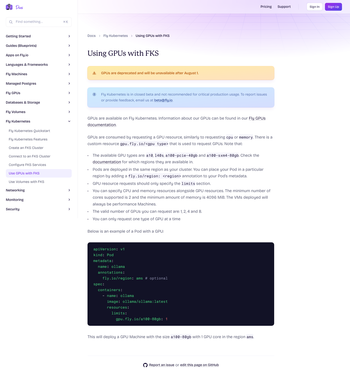 Fly — Docs - full page scroll
