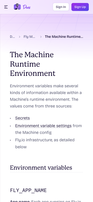Fly — Docs - mobile