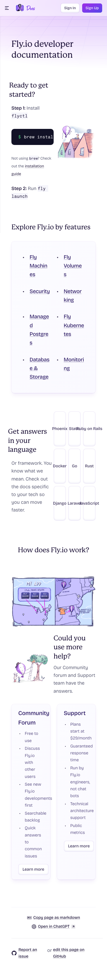 Fly — Docs - mobile full page