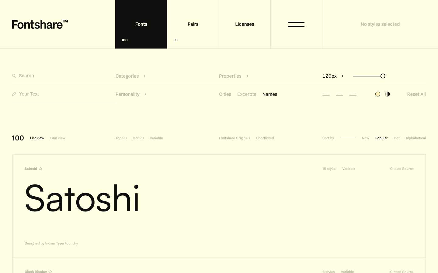 Fontshare — Changelog - The page prioritizes showcasing the typeface itself, using a clean, spacious layout with ample negative space. Typography is the central visual element, with a focus on clear hierarchy and legibility. The overall mood is refined and professional.  ·  font showcase, type foundry, typography website, font catalog, design system, typeface examples, font pairing, fontshare, design tools, font inspiration