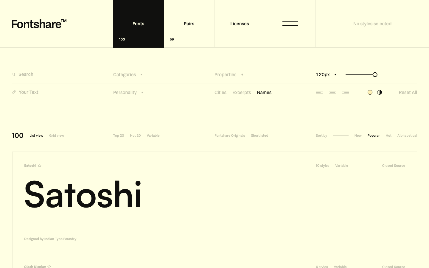 Fontshare — Sign up - full page scroll