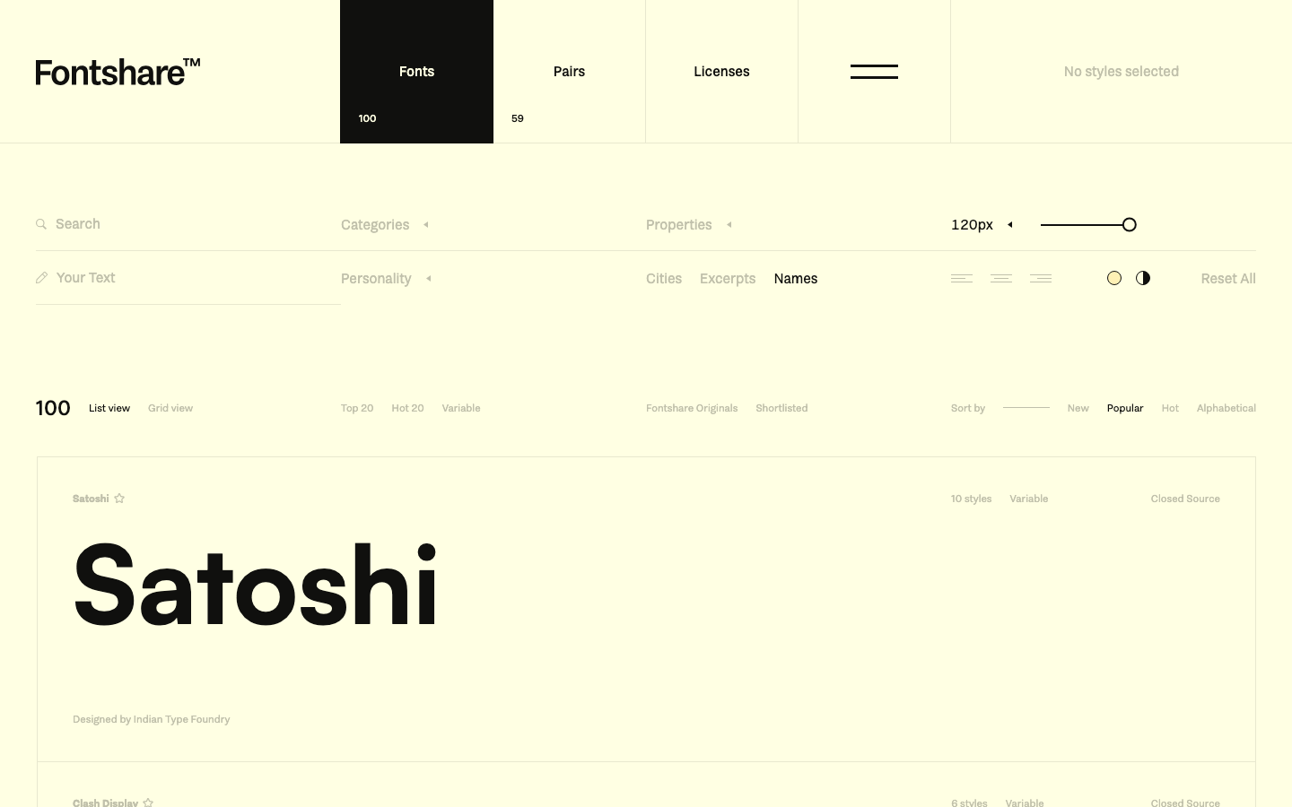 Fontshare — Pricing - full page scroll
