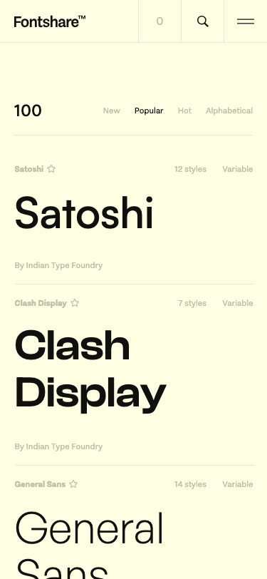 Fontshare — Sign up - mobile