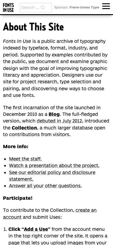 Fontsinuse — About - mobile