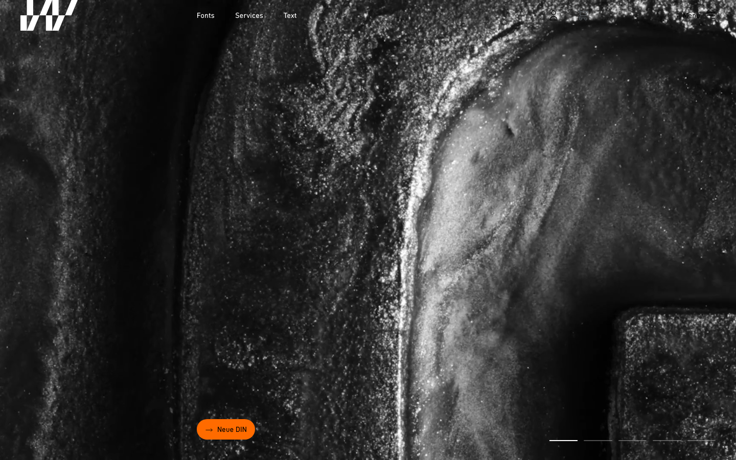 The page utilizes a stark black and white palette with a heavy texture, emphasizing the raw materiality of the typeface. Large, assertive typography dominates, creating a sense of weighty presence. · type foundry, typography website, black and white design, minimalist typography, technical design, font showcase, dark website, monochrome typography