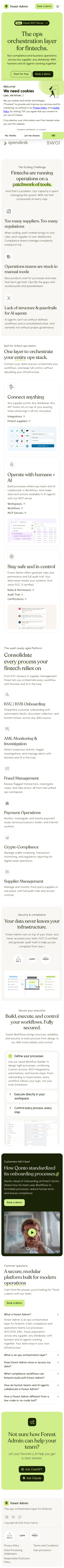 Forest Admin: the Fintech Ops Orchestration Layer for AI Teams - mobile full page