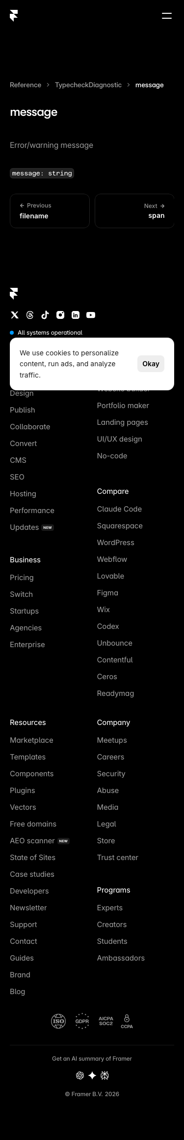 Framer - mobile full page