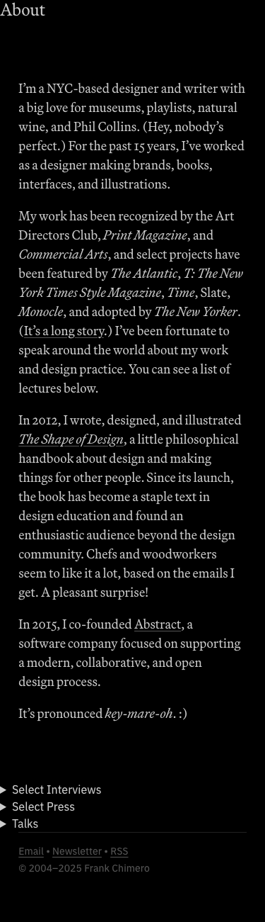 Frankchimero — About - mobile full page