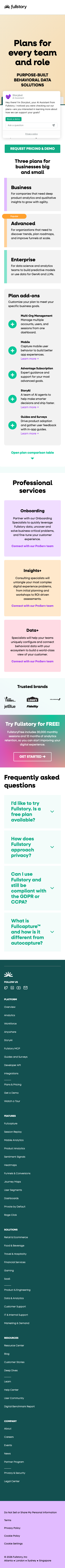 Fullstory — Pricing - mobile full page