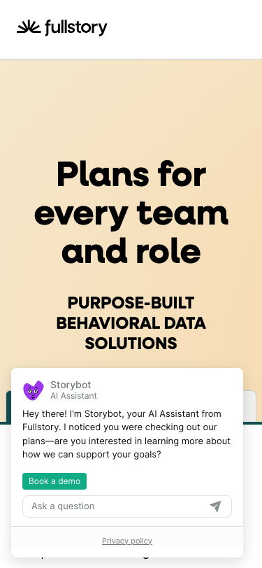 Fullstory — Pricing - mobile