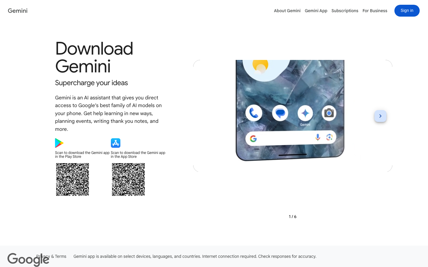 Gemini Google - full page scroll