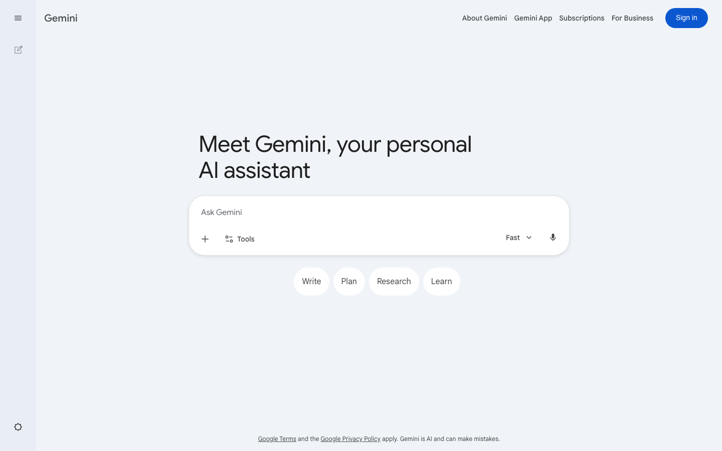 Gemini Google - full page scroll