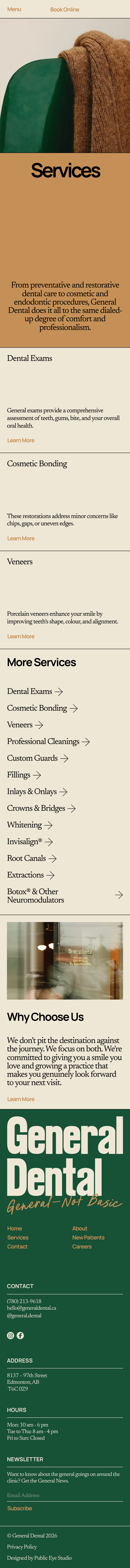 General Dental · Features - mobile full page