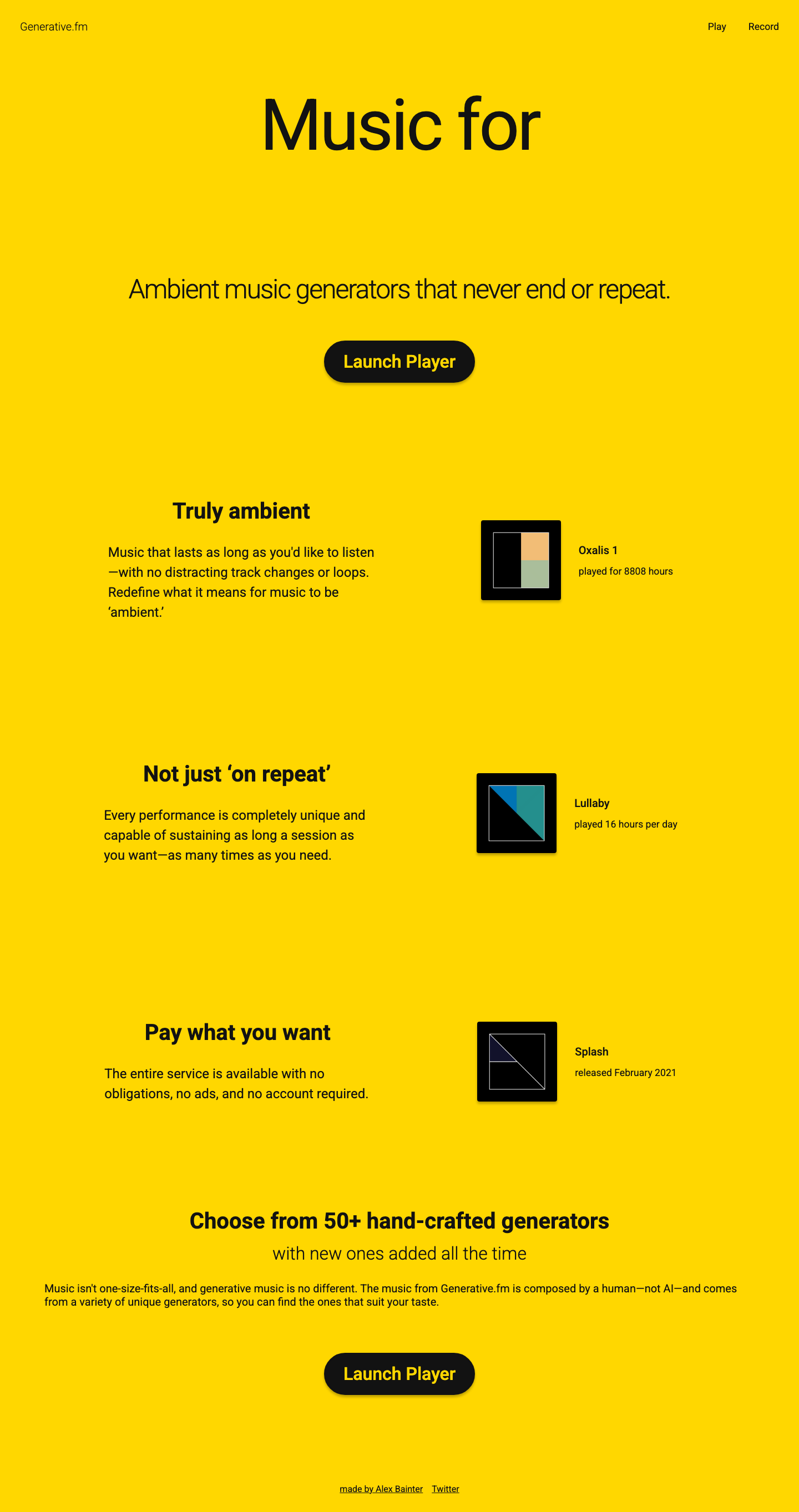 Generative Fm - full page scroll