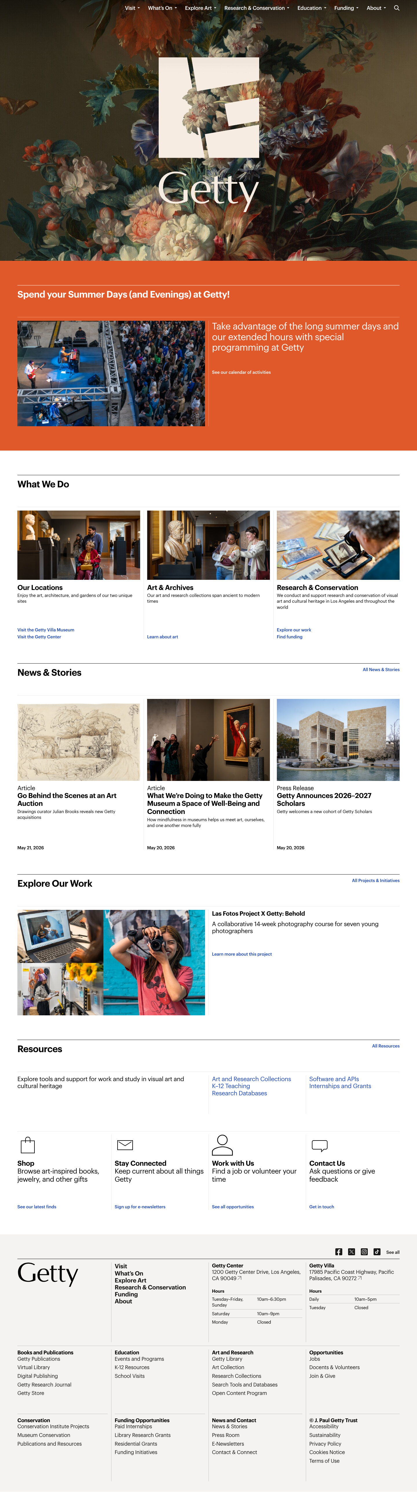 Getty: Resources for Visual Art and Cultural Heritage - full page scroll