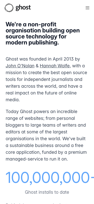 Ghost — About - mobile