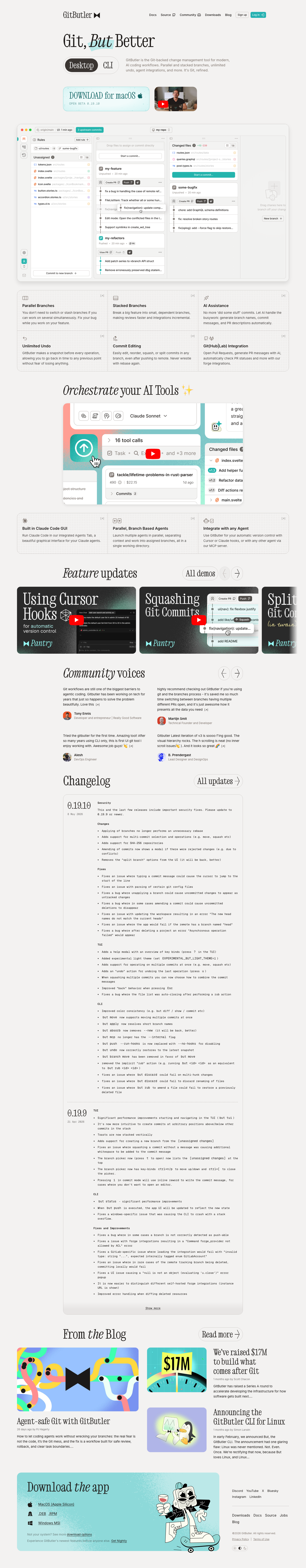 Gitbutler — Sign up - full page scroll
